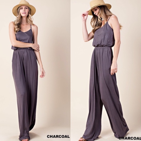 Last 1 Medium! Charcoal Jumpsuit - Picture 2 of 3